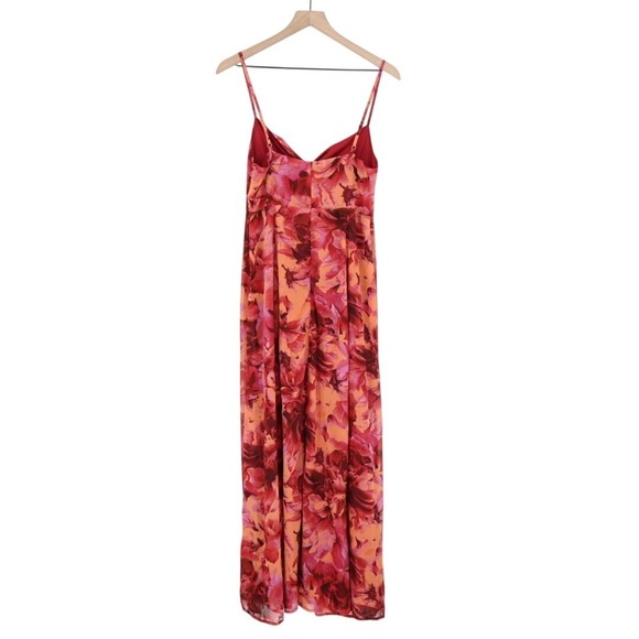 Lulus Beautiful Soul Maxi Dress Womens Medium Burgundy Floral Print Twist-Front - Picture 7 of 8